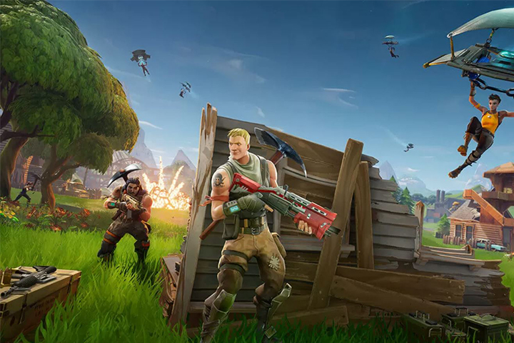 Characters on the battleground of Fortnite